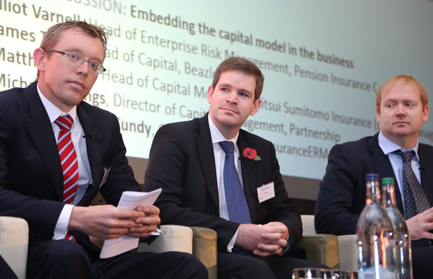 Embedding the capital model in the business panel [left to right] James Toller, Beazley; Michel Rallings, partnership; Matthew Gold, Mitsui Sumitomo